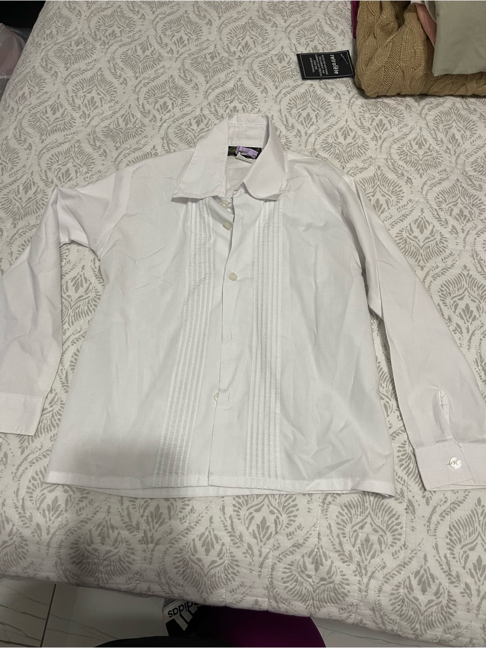 Classic White Pleated Front for Boys Dress Shirt